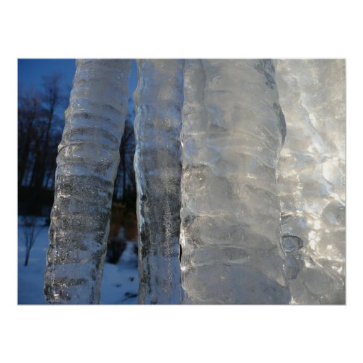 Icicles Abstracte Blauwe Winterfotografie Poster (Voorkant)