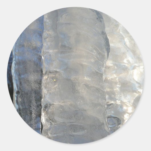 Icicles Abstracte Blauwe Winterfotografie Ronde Sticker (Voorkant)