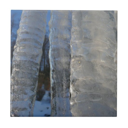 Icicles Abstracte Blauwe Winterfotografie Tegeltje (Voorkant)
