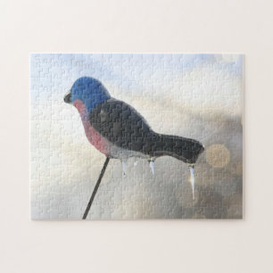 Icicles on Bird Lawn Ornament Winter Storm Legpuzzel