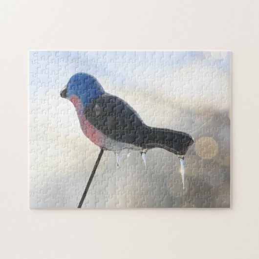 Icicles on Bird Lawn Ornament Winter Storm Legpuzzel (Horizontaal)