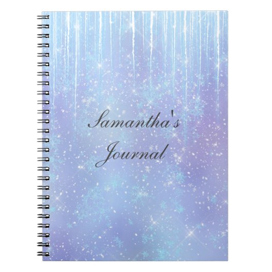 Icicles Snowflakes Crystals Blue Paars Notitieboek (Voorkant)