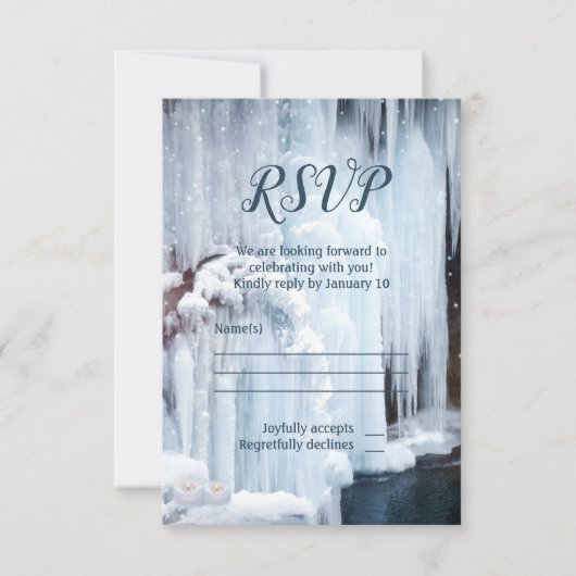 Icicles Winter Wedding Veil RSVP Card Kaart (Voorkant)