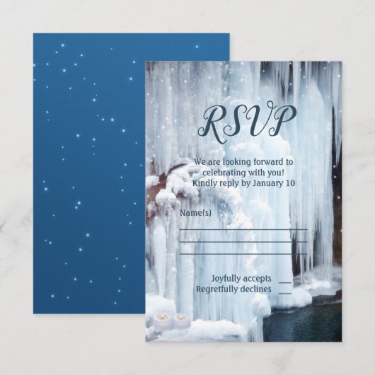 Icicles Winter Wedding Veil RSVP Card Kaart (Voorkant / Achterkant)
