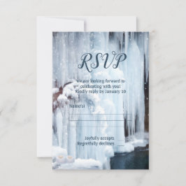 Icicles Winter Wedding Veil RSVP Card Kaart
