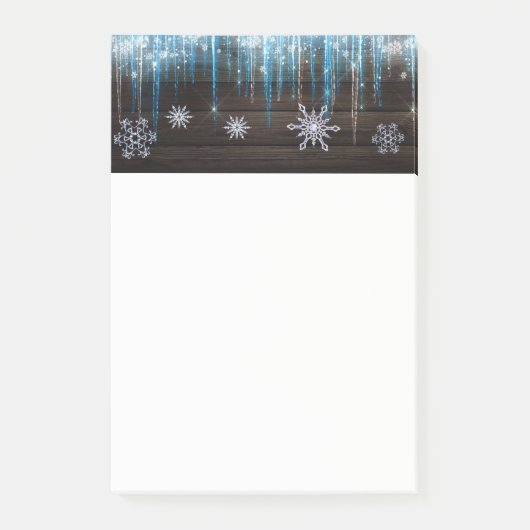 Icicles Winter Wonderland Snowflakes & Wood, bevro Post-it® Notes (Voorkant)
