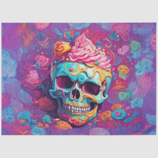 Icing Cake Skull Whimsical Decoupage Papier (Voorkant)