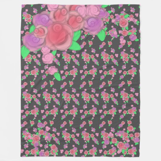 Icing On The Cake Roze Roosprint Bloemige Fleece Deken (Voorkant)