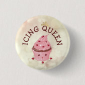 Icing Queen Cupcake Ronde Button 3,2 Cm (Voorkant)