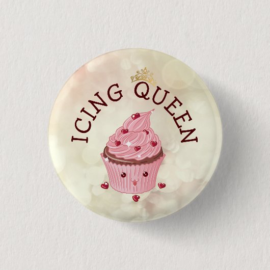 Icing Queen Cupcake Ronde Button 3,2 Cm (Voorkant)