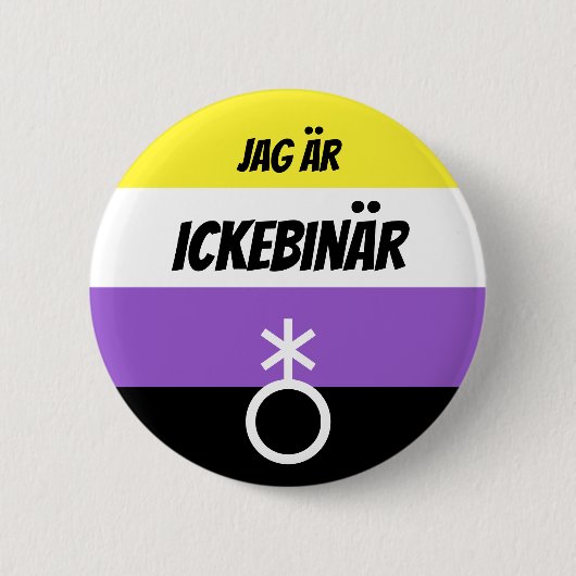 Ickebinär-symbool knapp ronde button 5,7 cm (Voorkant)