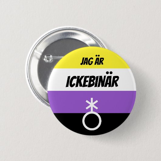 Ickebinär-symbool knapp ronde button 5,7 cm (Voorkant /achterkant)