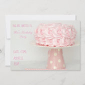 Ickeettaart roze meisjesfeest kaart (Voorkant)