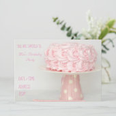 Ickeettaart roze meisjesfeest kaart (Staand voorkant)