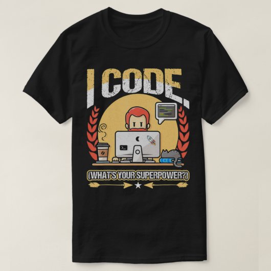 ICode Wat is uw Superpower Programmer Nerd T-shirt (Design voorkant)
