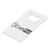 iCoinProLogo zwart Creditkaart Flessenopener (Achterkant Gekanteld)