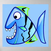 icon-27971 icon blue fish thema apps piranha CUTE Poster (Voorkant)