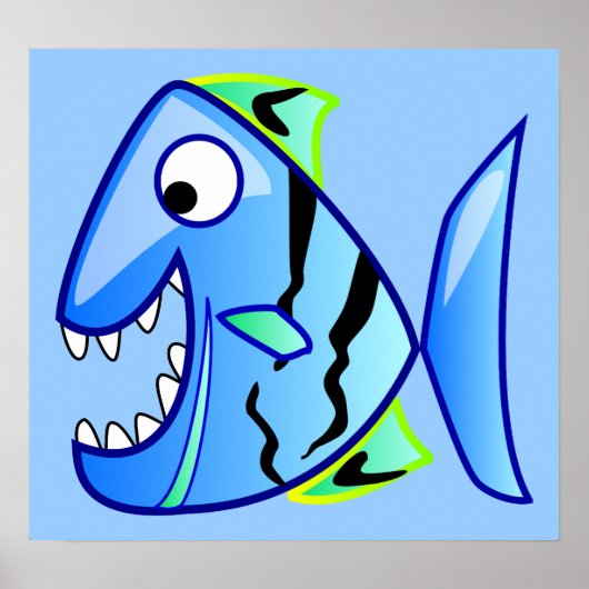 icon-27971 icon blue fish thema apps piranha CUTE Poster (Voorkant)
