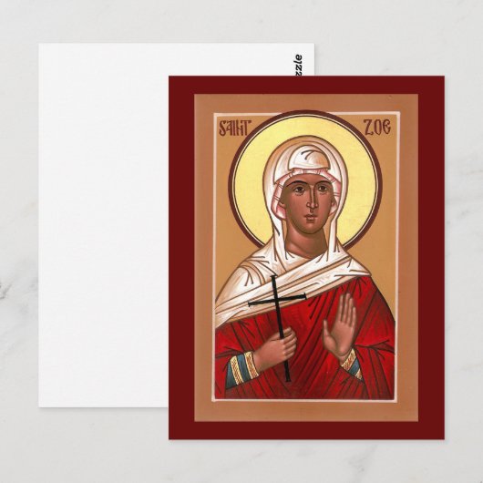 Icon Prayer Kaart Saint Zoe - Blank op achterzijde (Voorkant / Achterkant)