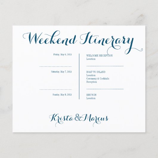 Icon Wedding Itinerary (Achterkant)