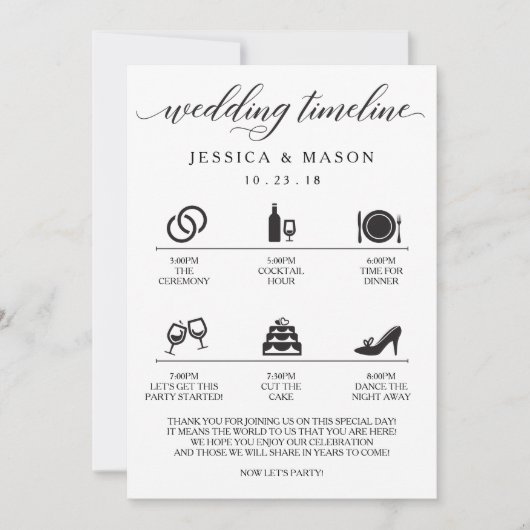 Icon Wedding Itinerary and Wedding Welcome Kaart (Voorkant)