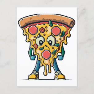 Icône Souriante Pizza Mignonne Briefkaart