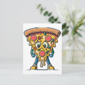 Icône Souriante Pizza Mignonne Briefkaart (Staand voorkant)