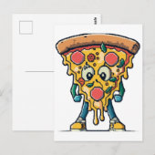 Icône Souriante Pizza Mignonne Briefkaart (Voorkant / Achterkant)