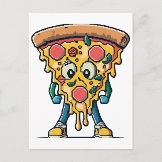 Icône Souriante Pizza Mignonne Briefkaart (Voorkant)