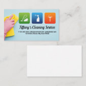 Iconen reinigen | Werknemer veegt rotzooi af Visitekaartje (Voorkant / Achterkant)