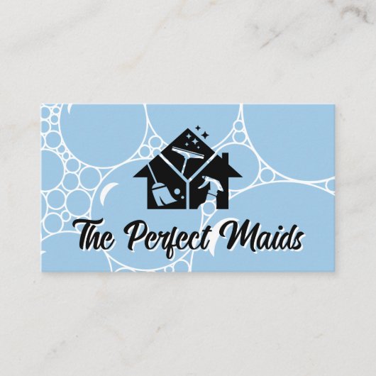 Iconen reinigen | Zeepbellen achtergrond Visitekaartje (Voorkant)