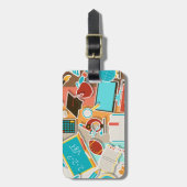 Iconen schoolapparatuur bagagelabel (Voorkant verticaal)