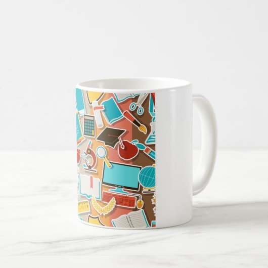 Iconen schoolapparatuur koffiemok (Voorkant rechts)