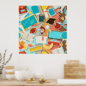 Iconen schoolapparatuur poster (Keuken)