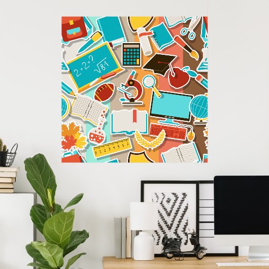 Iconen schoolapparatuur poster (Thuiskantoor)