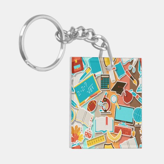 Iconen schoolapparatuur sleutelhanger (Voorkant Links)