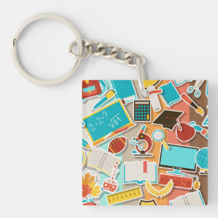 Iconen schoolapparatuur sleutelhanger