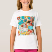 Iconen schoolapparatuur t-shirt (Voorkant)
