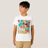 Iconen schoolapparatuur t-shirt (Voorkant volledig)
