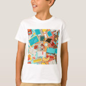 Iconen schoolapparatuur t-shirt (Voorkant)