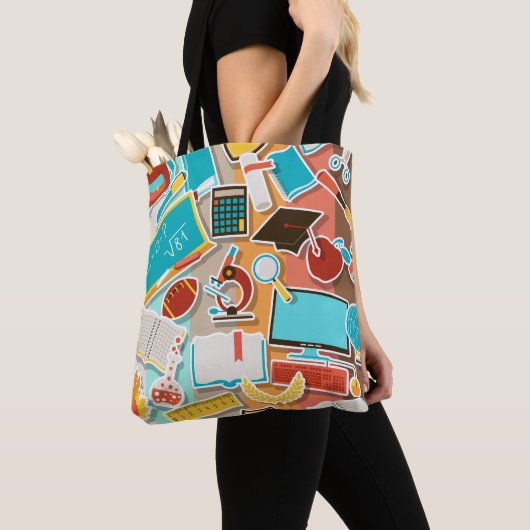 Iconen schoolapparatuur tote bag (Dichtbij)
