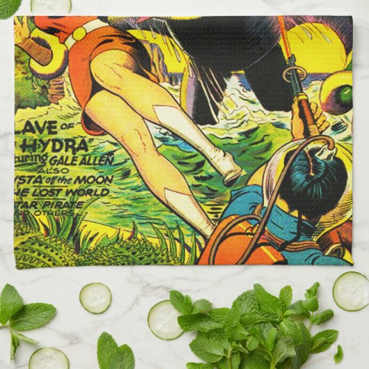 ICONIC 1940'S SCI FI PULP COMICS THEEDOEK (Gevouwen)