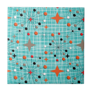 Iconic 1950's Atomic Starburst Retro Design Tegeltje