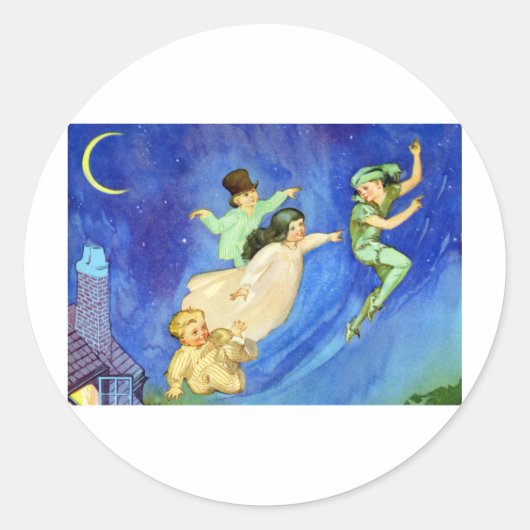 ICONIC-AFBEELDING VAN PETER PAN RONDE STICKER (Voorkant)