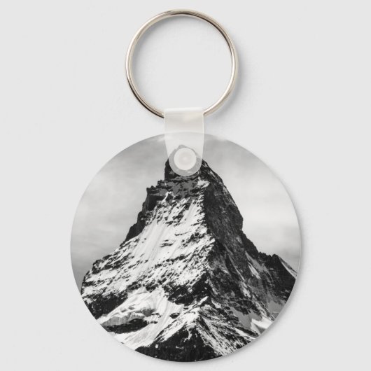 Iconic Alpine Mountain Matterhorn Black and White Sleutelhanger (Voorkant)