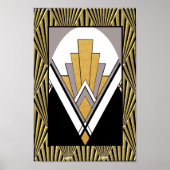 Iconic Art Deco Poster. Goud, grijs en zwart. Poster (Voorkant)