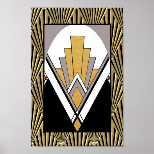 Iconic Art Deco Poster. Goud, grijs en zwart. Poster (Voorkant)