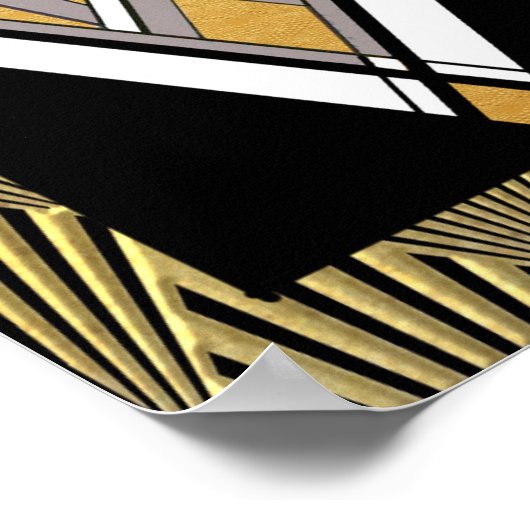Iconic Art Deco Poster. Goud, grijs en zwart. Poster (Hoek)