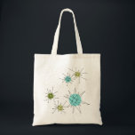 Iconic Atomic Starbursts Canvas tas<br><div class="desc">Dit Iconische atoomstootpatroon barst het patroon van de Canvas tas uit met iconische atomaire sterrenbursts. Dat klopt! De oude school, crèmekleurige achtergrond met gouden spugen is de perfecte achtergrond voor de levendige turquoise, het kalkselderij en kitschy peren groene cirkels. De vlekken van kleur worden sporadisch geplaatst in diverse grootte met...</div>