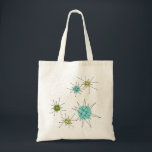 Iconic Atomic Starbursts Canvas tas<br><div class="desc">Dit Iconische atoomstootpatroon barst het patroon van de Canvas tas uit met iconische atomaire sterrenbursts. Dat klopt! De oude school, crèmekleurige achtergrond met gouden spugen is de perfecte achtergrond voor de levendige turquoise, het kalkselderij en kitschy peren groene cirkels. De vlekken van kleur worden sporadisch geplaatst in diverse grootte met...</div>